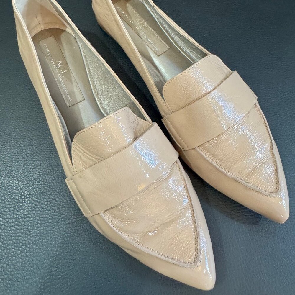 Like New: AGL Dusty Pink Patent Leather Pointed-Toe Loafer 39